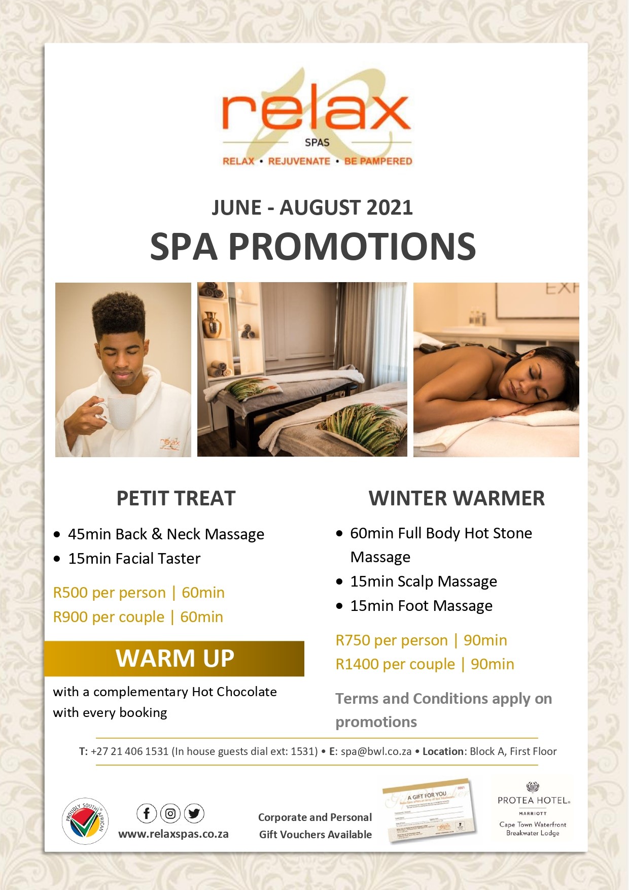 Relax InRoom Spas & Spa Suites in Cape Town Monthly Spa Specials